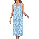 IZZY + TOBY 100% Cotton Nightgowns for Women Soft Ladies Gowns Sleepwear Long Sleeveless Nightgown
