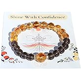 Handmade Genuine Citrine&Smoky Quartz Beads Bracelet, ABUNDANCE GROUNDING STONE Healing Crystals Birthstone Chakra Adjustable Stretch Bangle Cuff Jewelry Gift for Women Men