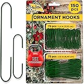 Leafeon 150 Pack Ornament Hooks for Christmas - Essential Christmas Ornament Hangers - Perfect Xmas Ornament Hangers for Christmas Tree Decoration Green