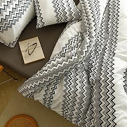 CLOTHKNOW Black Striped Comforter Set Queen 3Pcs