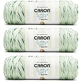 Caron Simply Soft Speckle Acrylic Yarn for Crocheting, White Sage, 3-Pack | #4 Worsted Yarn, 100% Acrylic, Soft Yarn for Crocheting &amp; Knitting, Baby Garments, Speckled Finish, 235yd, 141g/5oz per skein
