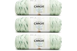 Caron Simply Soft Speckle White Sage Yarn - 3 Pack of 5oz/141g - Acrylic - #4 Worsted (Medium) - 235 Yards - Knitting & Crochet