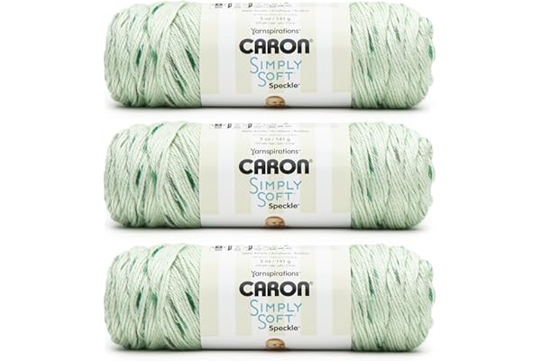 Caron Simply Soft Speckle White Sage Yarn - 3 Pack of 5oz/141g - Acrylic - #4 Worsted (Medium) - 235 Yards - Knitting & Crochet
