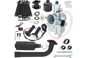 YOXUFA VM22 Carburetor 212cc Exhaust Muffler Stage 2 Kit Replacement for 224cc 196cc Coleman CT200U BT200X Baja MB200 KT196 Mini Bike Go Kart 6.5HP GX160 Engine Parts Mini Bike Throttle Assembly