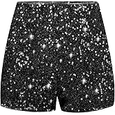WELAKEN Girls Sequin Shorts Kids Sparkly High Waist Elastic Glitter Party Dance Shorts with