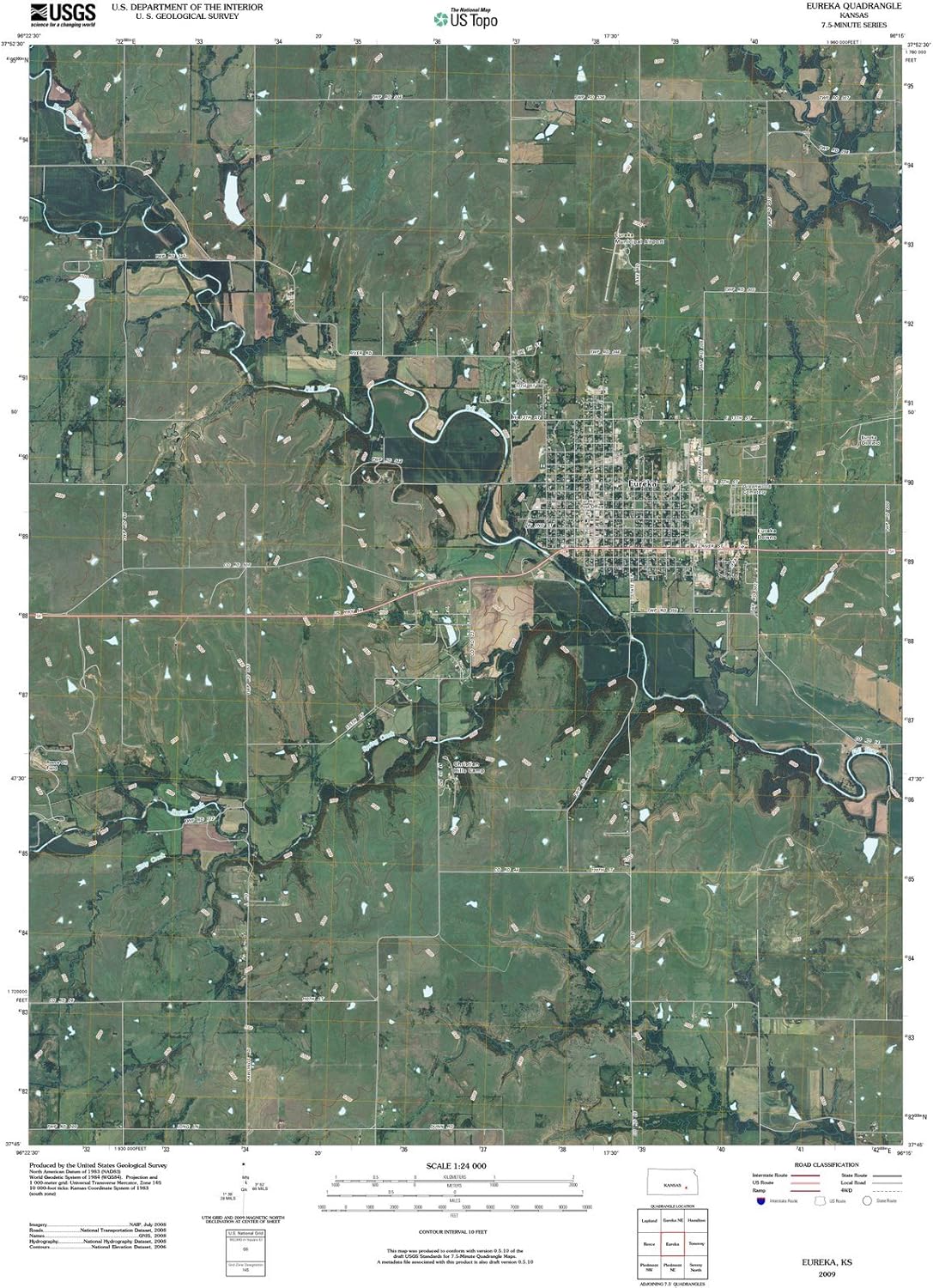 2009 Eureka, KS - Kansas - USGS Historical Topographic Map : 44in x 55in