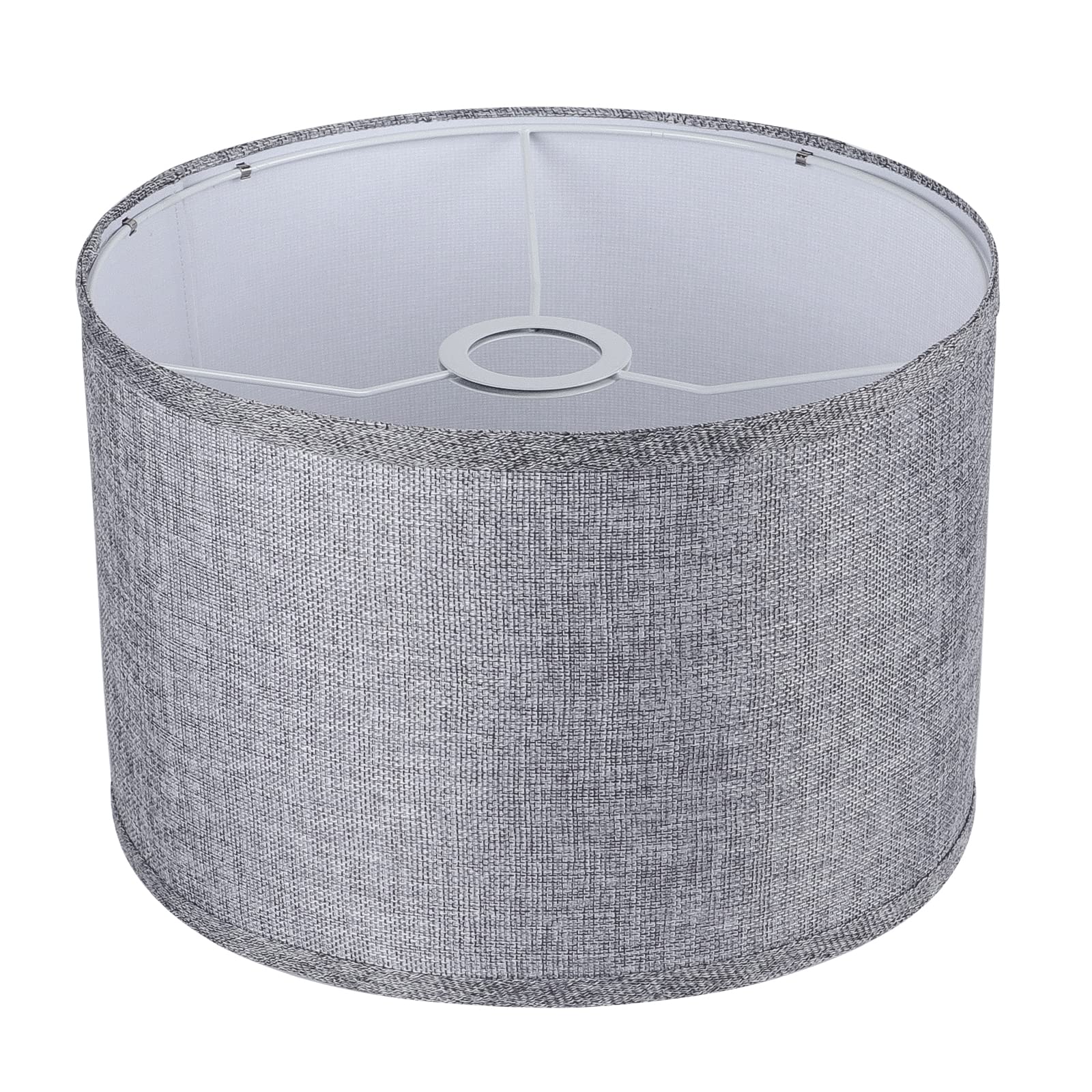 Photo 1 of 11"x11"x8" Assembly Required Lampshade for Floor Lamp, Table Lamp, Bedside Lamp, Fabric Drum Lampshade Classic Modern Style, Spider Fitter, Linen - Gray
