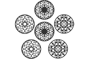 SMARTAKE 6 Set Silicone Trivet Mats, Multi-Use Carved Trivet Mat, Insulated Non-Slip Durable Kitchen Mats, Flexible Modern Kitchen Table Mat, for Hot Dishes, Pots, Dining Countertop, Black