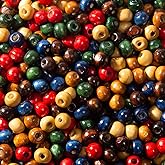 Baiinjiene 1000pcs Colorful Wooden Round Painted Wood Spacer Beads with Large Hole - Natural Wooden Round Handmade Craft Beads for DIY Jewelry Bracelets Making (8mm)