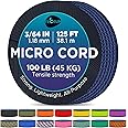 TECEUM Micro Paracord – 1.18 mm X 125 ft – Micro Utility Cord – Thin Braided Paracord Rope – Best for Crafting, DIY Projects, Fishing, Camping – Wind Chime Replacement – Survival Strong String