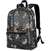 Kouxunt Fox Mesh Backpack for Girls Women, See Through Casual School College Student Bookbag