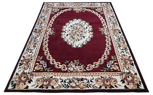 Paradise Carpet Creation Embossed 0.5 Inch Pile Height Persian Floral Carpet for Living Room & Bed Room & Hall 8 X 11 Feet Color Burgundy Multi