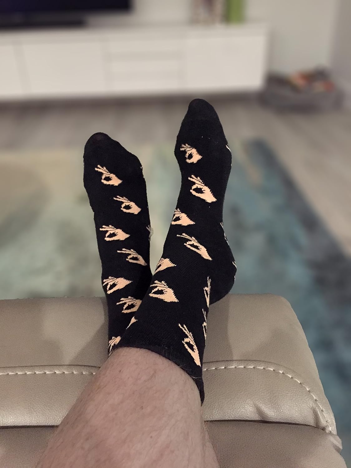 Balanced Co. Circle Game Meme Dress Socks Funny Socks Crazy Socks Casual Cotton Crew Socks (Beige): Clothing