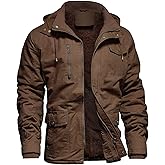 Dr.Cyril Mens Jacket Winter Casual Fleece Lined Cotton Thick Military Tactical Hooded Work Coats with Cargo Pockets