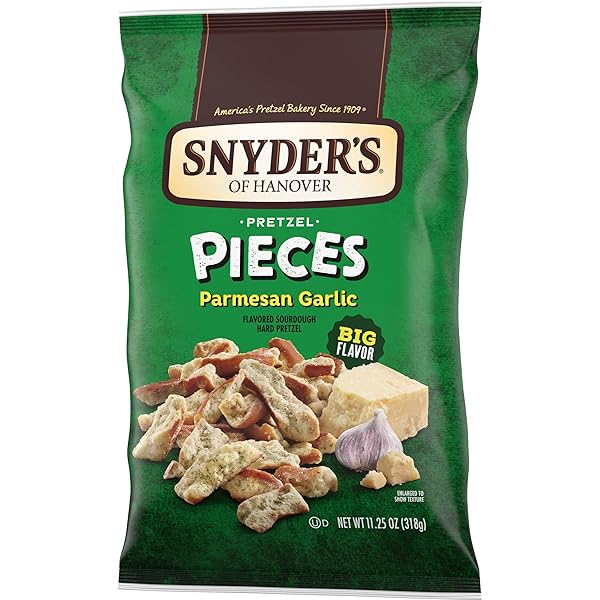 SNYDER’S OF HANOVER PARMESAN GARLIC FLAVORED PRETZEL PIECES, 11.25 OZ BAG