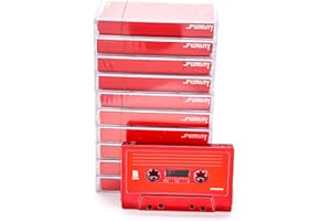 FYDELITY Red Steel Chrome Cassette Tape Blank Cassette Tapes for Recording Blank Audio Tapes Clear Audio Cassette Tape Colored Cassettes Tapes Empty Cassette Tape Recordable Tapes-10 Pack 60 Minute