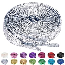 Olukssck 2 Pairs Flat Glitter Shiny Metallic Shoe