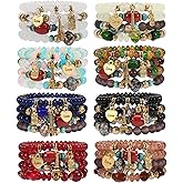 WuCuifu Bracelets Bohe Multilayer Chain Tassel Stackable Charm Stretch Statement Bracelet Set