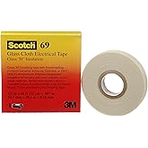 3M Scotch Glass Cloth Electrical Tapes 69, 1/2 in x 22 yd, 1 Roll, Premium Grade, Glass Cloth Backing, Silicone Adhesive, Hig