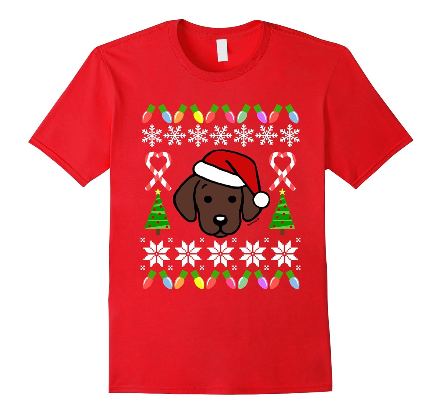 Chocolate Labrador Puppy Christmas Sweater Pattern Tshirt-ANZ