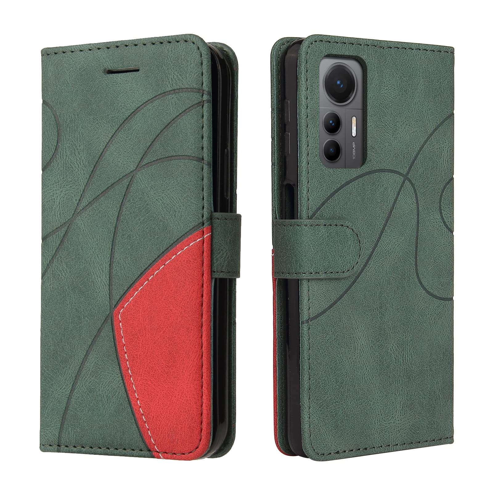 CXTcase for Xiaomi 12 Lite Case,Wallet PU Leather Flip Folio Case Cover with Card Holder Slots Magnetic Closure,Protective Phone Case for Xiaomi 12 Lite,Green
