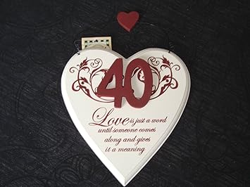 Schild Herzform Zum 40 Hochzeitstag Holz Mit Spruch