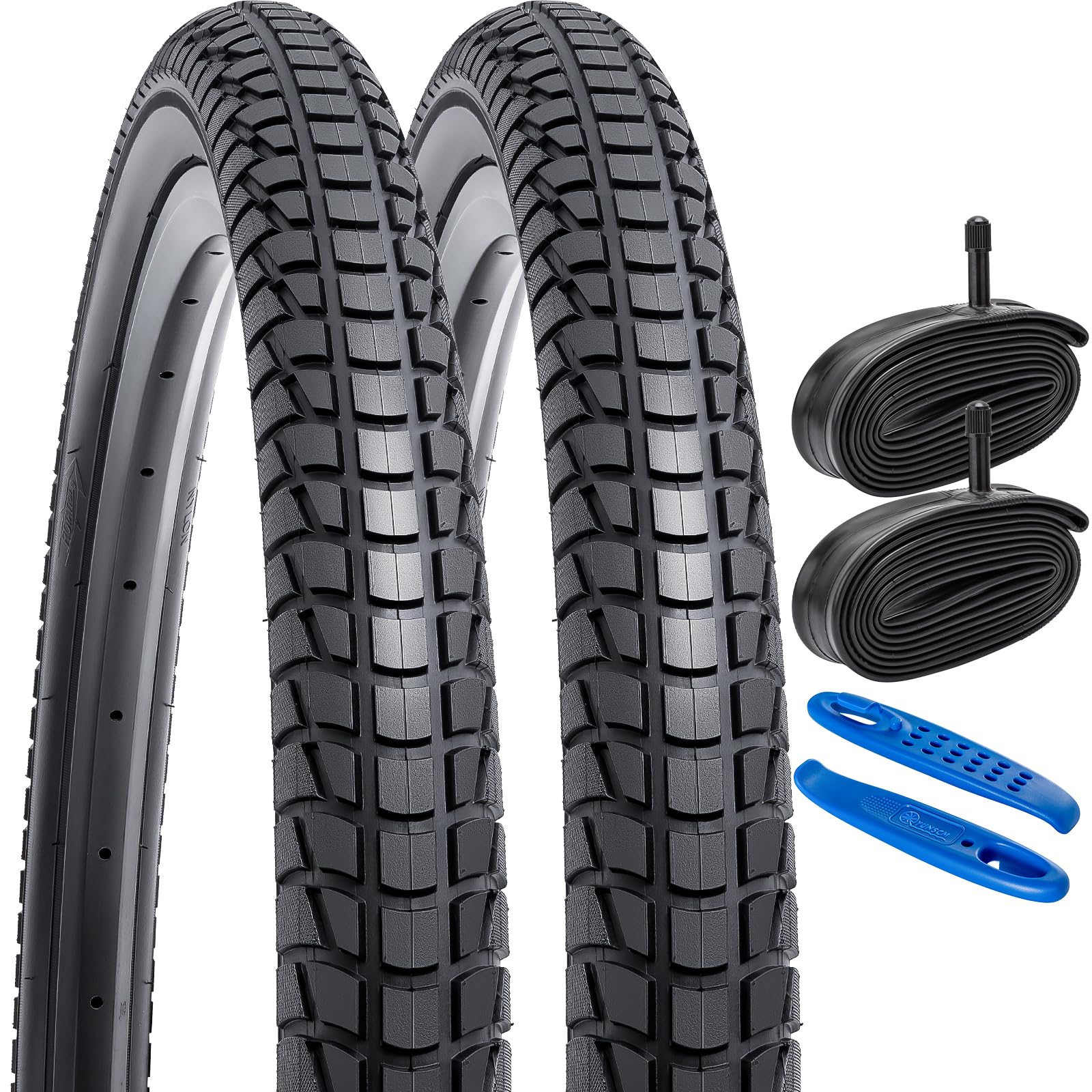 YunSCM 2PCS Foldable 26 inches Road Bike Tyres 26x1.95 Tires ETRTO 53-559 Compatible 26 x 1.95 26x2.0 Road/City Bicycle Tyres