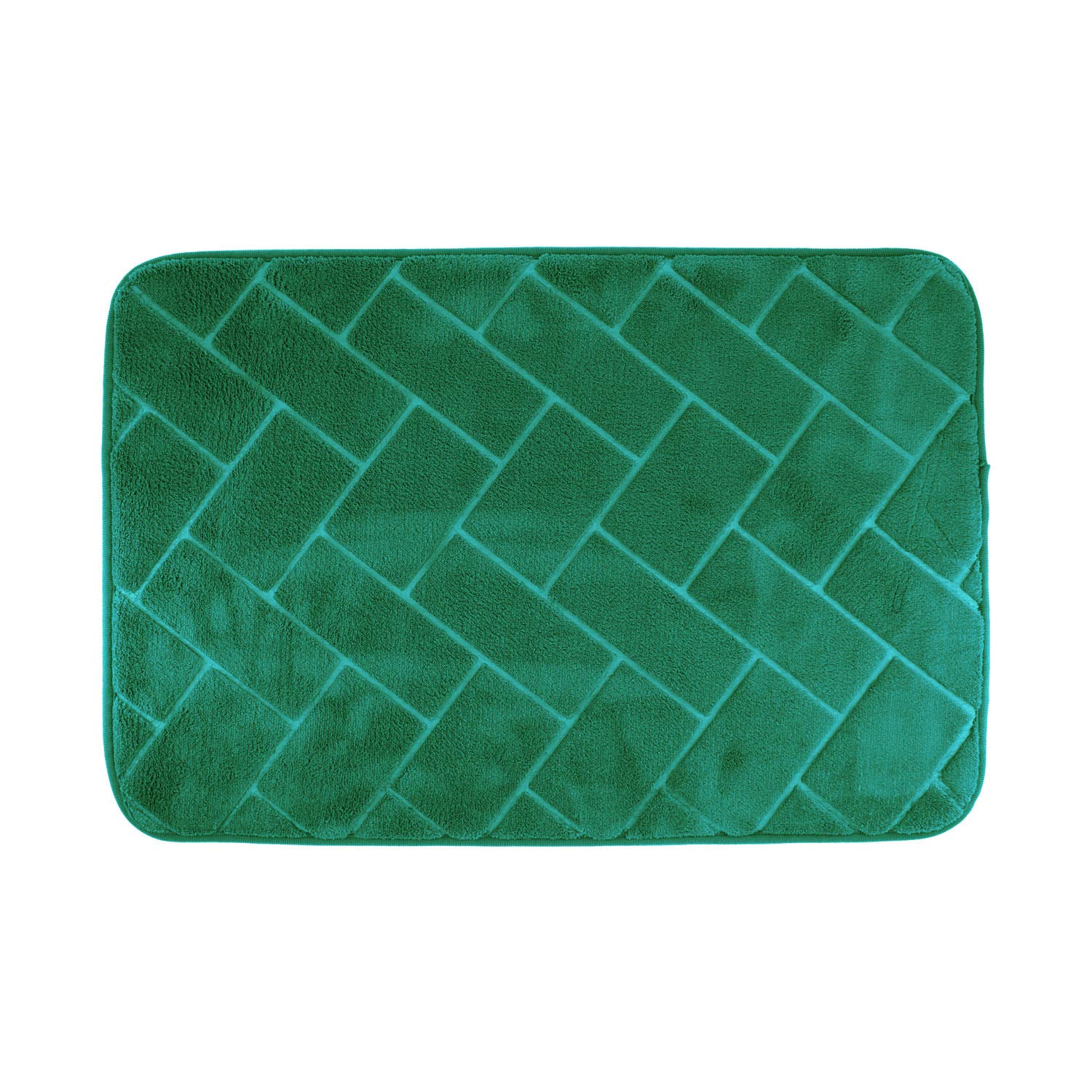 H HANSEL HOME Extra Soft Microfiber Bath Mat Non Slip Extra Absorbent Shower Mat Brick Design 40X60cm (Green)