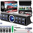 Nilight 6 Gang Rocker Switch 12V Panel Relay Box Circuit Control System with 80A Circuit Breaker Switch Covers and Removals for Jeep Wrangler JK JKU 2007-2018