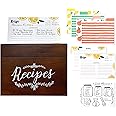 OUTSHINE Wooden Recipe Box with Cards and Dividers | Farmhouse Recipe Box with Card Dividers | Large Wood Recipe Cards and Box Set | Vintage Recipe Box Dividers 4x6 with Tabs | Recipe Box Holder