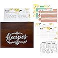 OUTSHINE Wooden Recipe Box with Cards and Dividers | Farmhouse Recipe Box with Card Dividers | Large Wood Recipe Cards and Bo