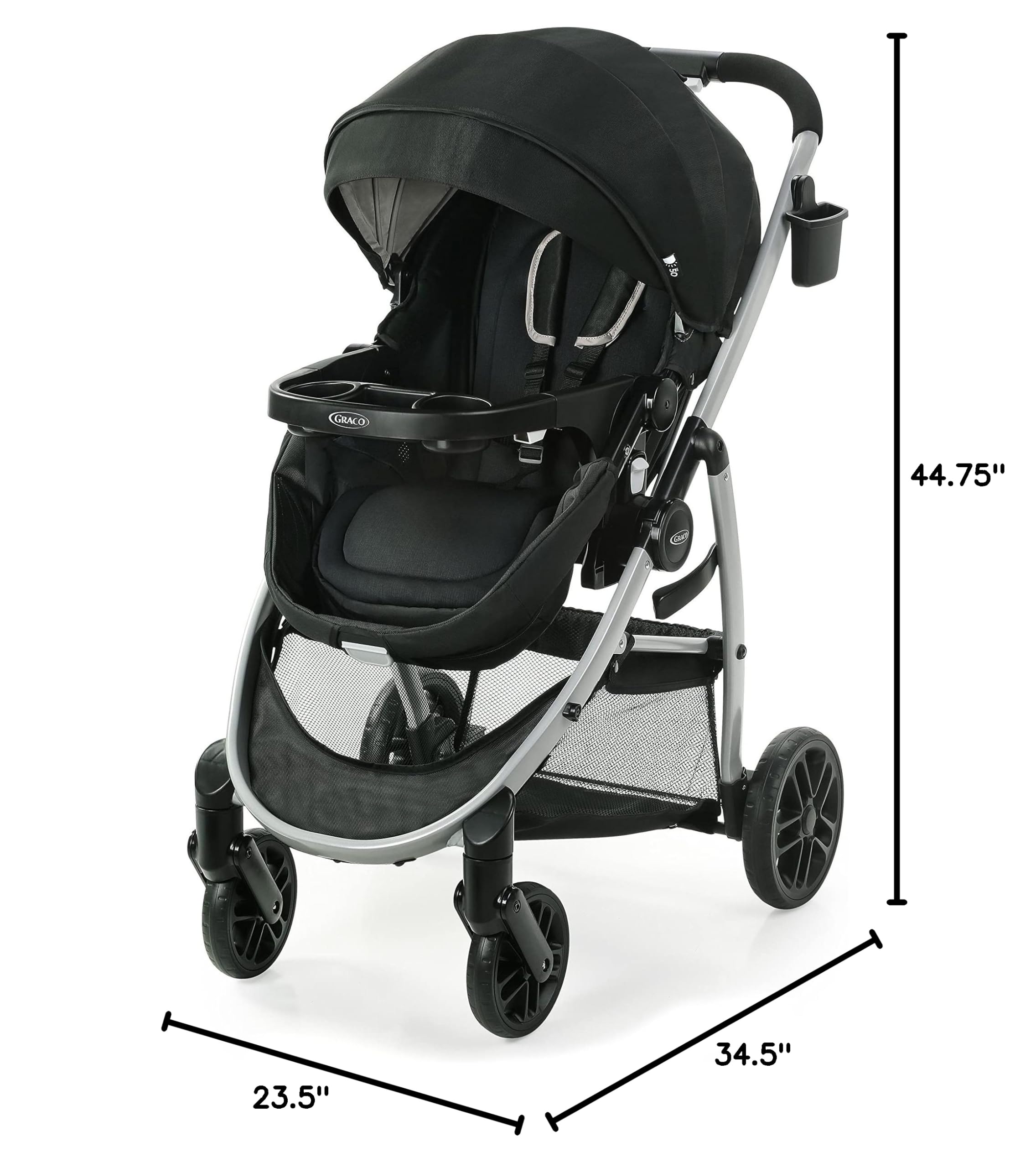 Graco Modes Pramette Stroller, 3-in-1 Baby Stroller, 3 Modes from Infant Car Seat Carrier, Infant Pramette, to Toddler Stroller, Reversible Seat, One Hand Fold, Extra Storage, Child Tray, Pierce