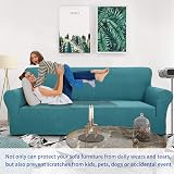 MAXIJIN Newest Jacquard Sofa Cover 2 Seater Peacock Blue Non Slip view 2