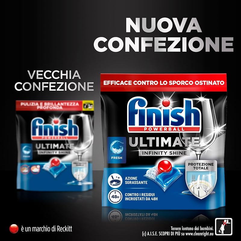 Ultimate Infinity Shine Pastiglie Lavastoviglie, 80 Capsule Lavastoviglie, Detergenti per Lavastoviglie contro lo Sporco e i Residui Incrostati (Confezione da 1)