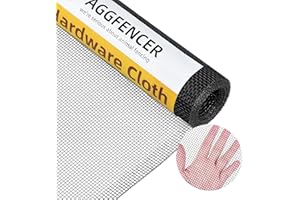 AggFencer 16in x 10ft Black Hardware Cloth 1/8 inch 27Ga PVC Coated Wire Mesh Vinyl Coated Galvanized Wire Mesh Screen Roll, Welded Metal Chicken Wire Fencing, for Garden Plant Fencing Bee Screen