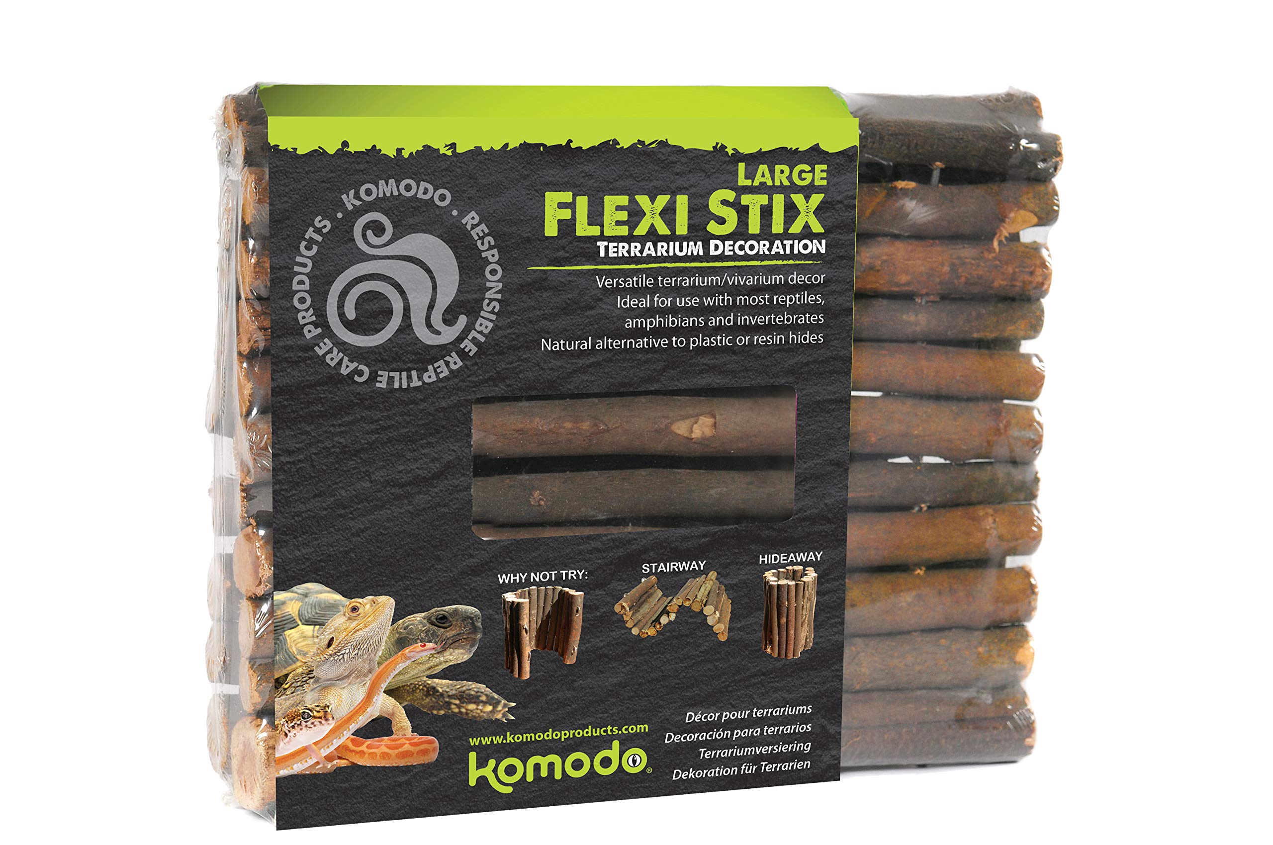 Komodo Flexi Stix, Terrarium or Vivarium Décor, Suitable for reptiles, amphibians and invertebrates,Brown, Large