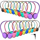 TJZXGUI 20 Pack Class Set Headphones for Kids Students School Classroom Headphones Bulk On The Ear Earphones Adjustable 3.5 mm Jack for Library Children Adults (Multi Color)