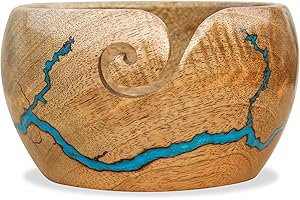 woody24into7 wooden yarn bowls for crocheting | yarn holder for crocheting | crochet yarn bowl | knitting bowl | large crochet bowls for yarn (Size-(7*4) inch)