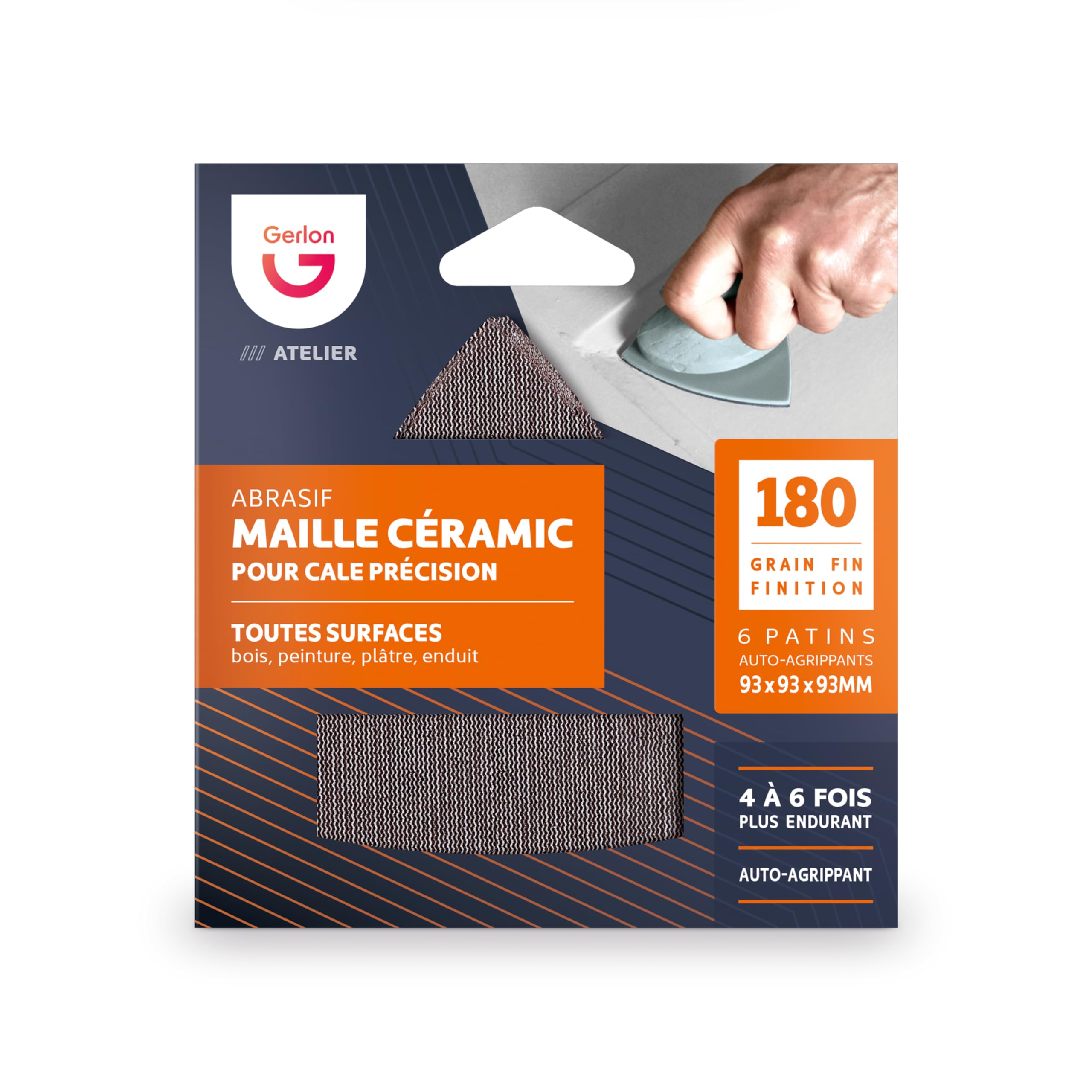 Refill of 3 Super Resistant Triangle/Delta Ceramic Mesh Sanding Pads 93 x 93 x 93 mm Grit 180 (Fine), Neutral