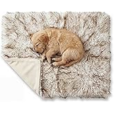 Waterproof Dog Blanket for Small, Medium & Large Dogs – Faux Fur Pet Throw for Couch, Sofa, Bed & Car – Soft, Washable, Stain-Resistant, Durable Cover – White w/Brown Tips – 40" x 30"
