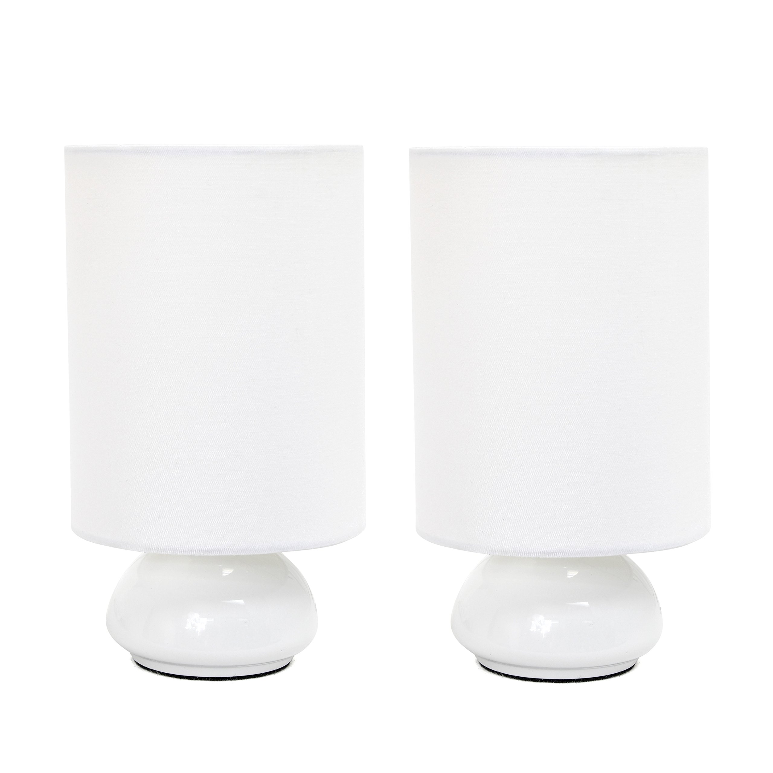Photo 1 of ****FINAL SALE NOT RETURNS****
Simple Designs LT2043-WHT-2PK 9" Gemini 2 Pk Contemporary 4 Settings Touch Metal Mini Round Table Lamp Set w Fabric Shades for Décor,Nightstand,End Table,Bedroom,Living Room,Office,Foyer, WHT