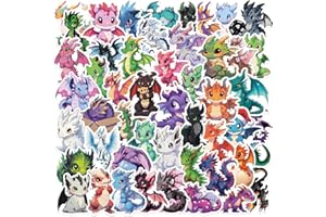 50PCS Cute Western Dragon Stickers, Fun Animal Sticker Pack, Colorful Vinyl Stickers, Suitable for Teenagers and Adults, Used