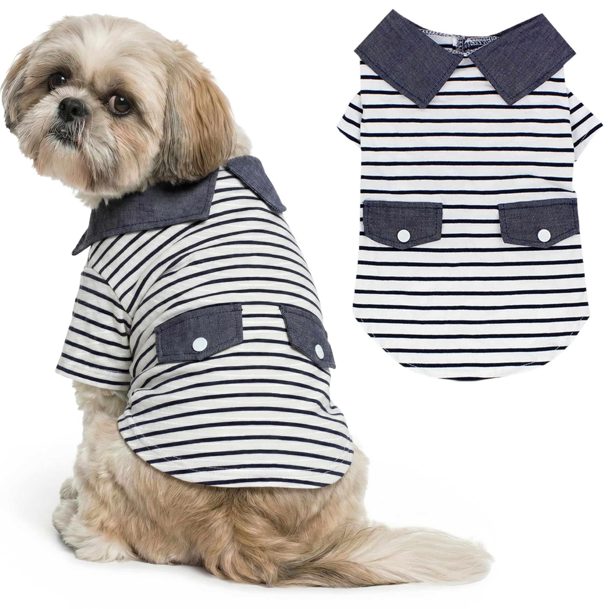 Parisian Pet Dog Clothes Cat Apparel Outfits Preppy Boy Polo, M