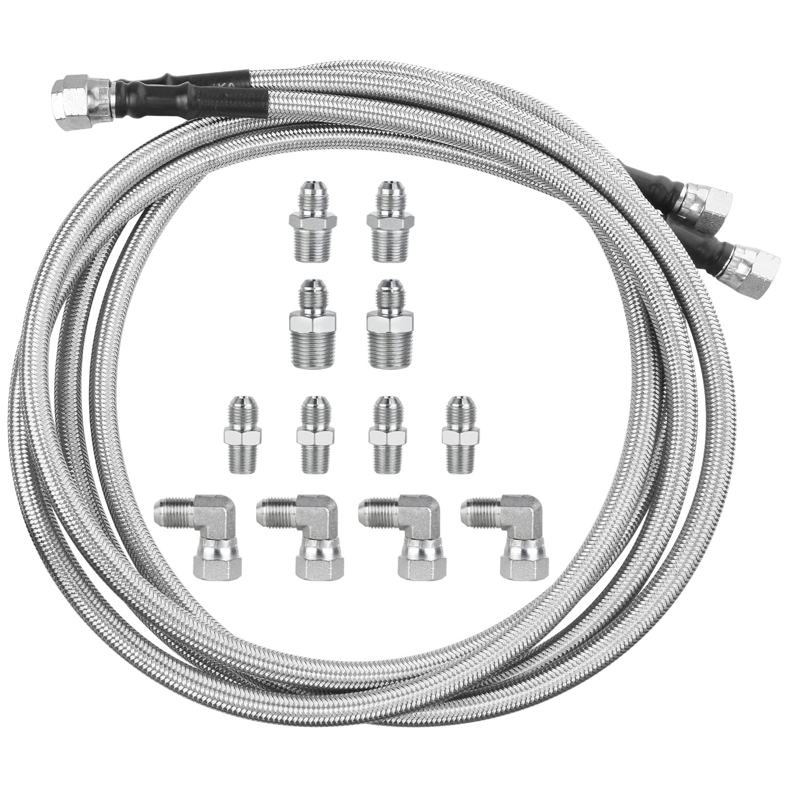 Photo 1 of MuRealy Transmission Cooler Line Kit - 52 Inch Stainless Steel Braided Hose w/ 6AN Fittings | Universal Fit for TH350, TH400, 700R4 Transmissions | Leak-Proof & Pre-Bent Design
