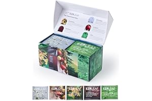 EZR Leaf Tea Sampler Gift Box – 22 Pyramid Tea Bags with Taiwan Black, Osmanthus Oolong, Chamomile Oolong, Berry Black, Four Seasons Green – Flavored Assorted Tea Set for Gifting & Tasting