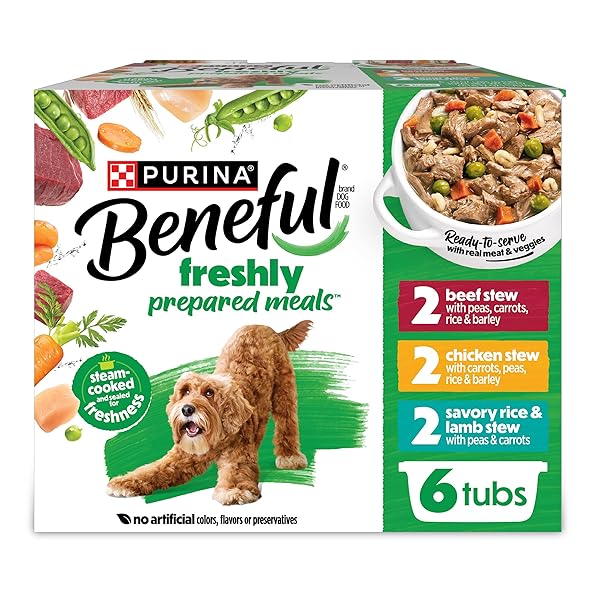 PURINA BENEFUL HIGH-QUALITY PROTEIN GRAVY WET DOG FOOD VARIETY PACK FRESHLY PREPARED MEALS STEW – (PACK OF 6) 10 OZ. TUBS
