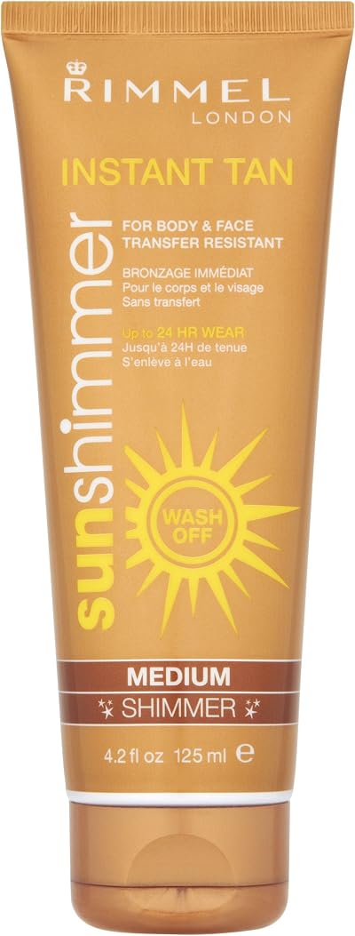 Rimmel Sunshimmer Instant Tan Makeup Medium Shimmer 125ml Face Body