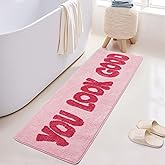 Oturgor You Look Good Bathroom Rug, Hot Pink, 20''x60'' Soft Plush, Super Water Absorbent, Non-Slip Backing, Easy Cleaning, V