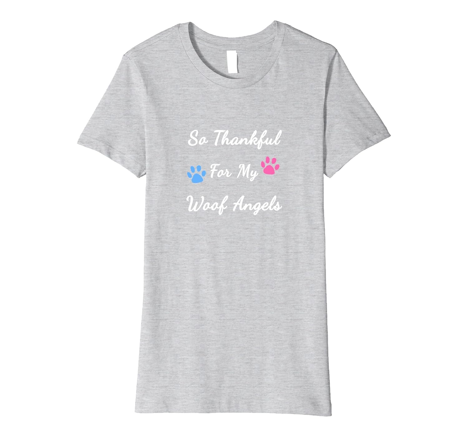 Woof Angels Dog Lover Thankful Pink and Blue Paw T-Shirt-ANZ