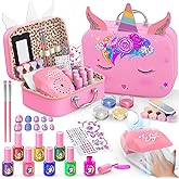 Kids Nail Polish Set for Girls, Non-Toxic Quick Dry Nail Art Salon Kit with Nail Dryer and Peelable Nail Polish,Ideal Gift Toys for Girls Age 6-12